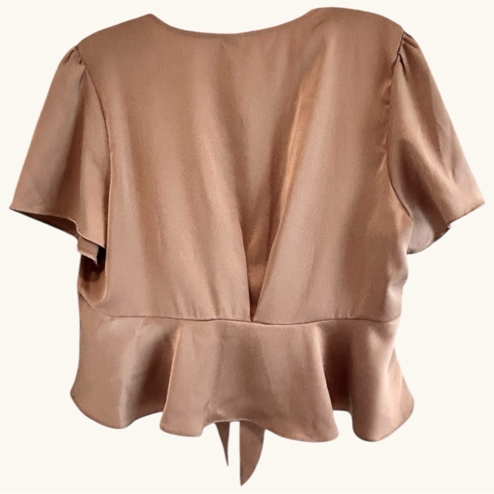 ☀️ Wild Fable NWT Satin Tie-Front Peplum Blouse XXL - Picture 3 of 6